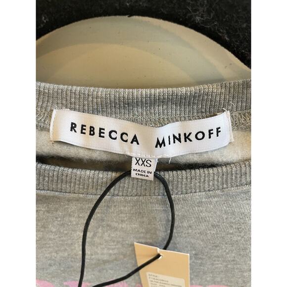 NWT $88 Rebecca Minkoff Girl Power Girl Pwr Gray Pink‎ Crew Neck Sweater XXS - Picture 3 of 7